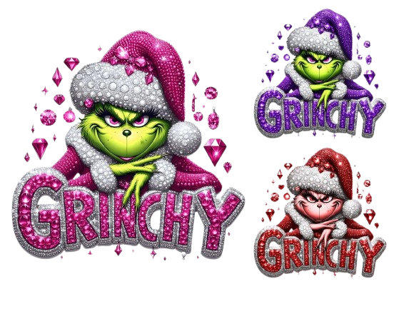 GRINCH NATALE DTF per t-shirt - magliette - Applicare con ferro da stiro