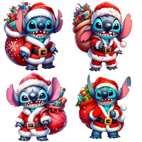 STITCH NATALE DTF per t-shirt - magliette - Applicare con ferro da stiro