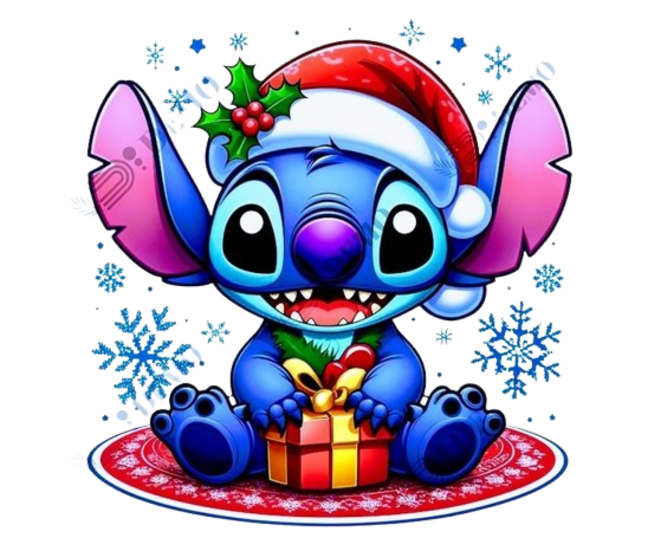 STITCH NATALE DTF per t-shirt - magliette - Applicare con ferro da stiro