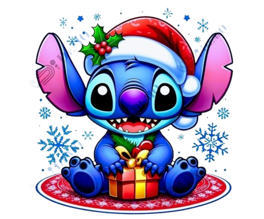 STITCH NATALE DTF per t-shirt - magliette - Applicare con ferro da stiro