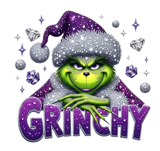 GRINCH NATALE DTF per t-shirt - magliette - Applicare con ferro da stiro