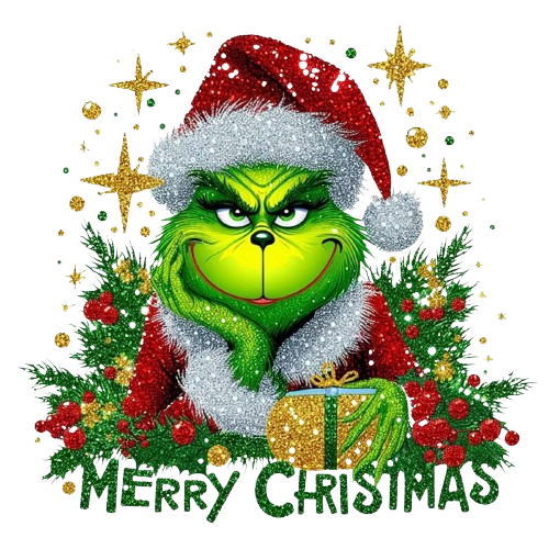 GRINCH NATALE DTF per t-shirt - magliette - Applicare con ferro da stiro