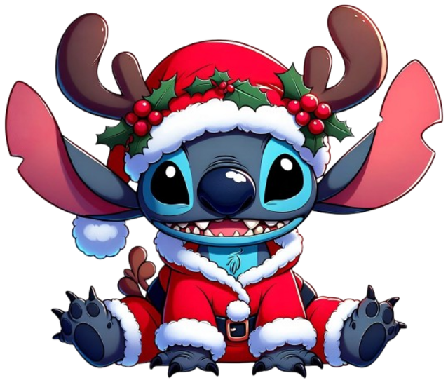 STITCH NATALE DTF per t-shirt - magliette - Applicare con ferro da stiro
