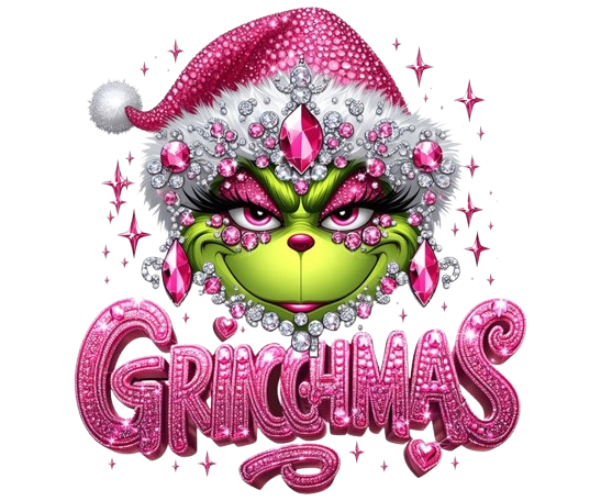 GRINCH NATALE DTF per t-shirt - magliette - Applicare con ferro da stiro