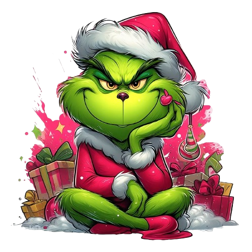 GRINCH NATALE DTF per t-shirt - magliette - Applicare con ferro da stiro