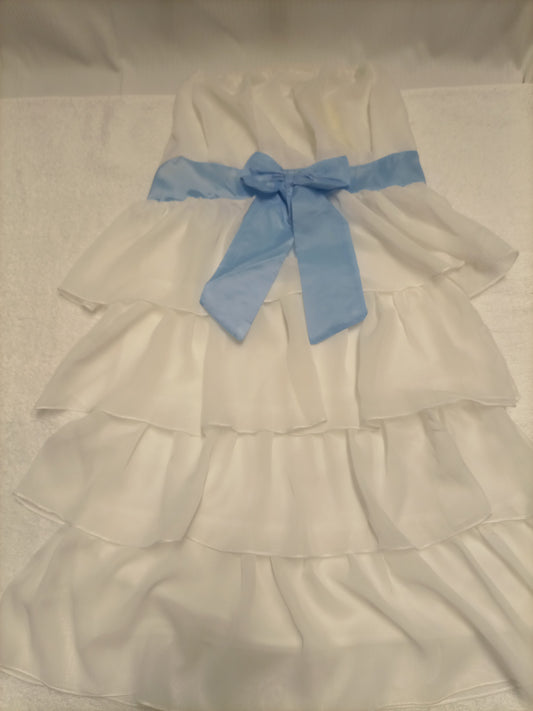 vestito Bianco con fioco Azzurro