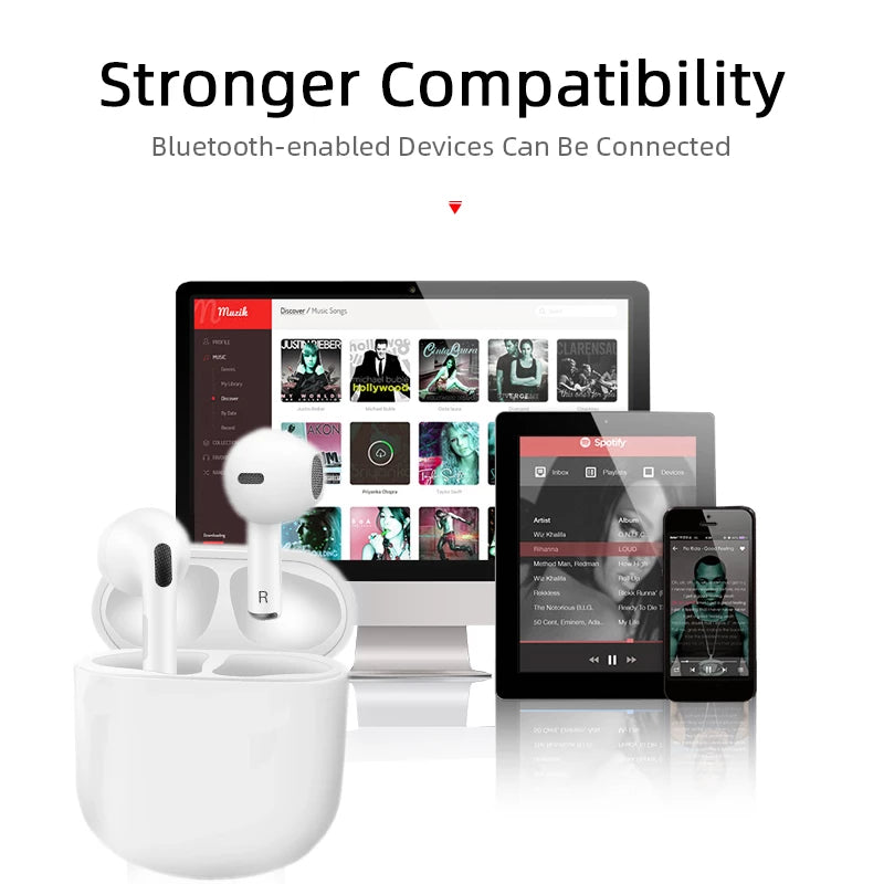 Cuffie  Bluetooth 5.0 con microfono Touch Control Wireless Hodaya - - BIANCO